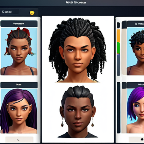 **A vibrant and intuitive metaverse UI concept showcasing avatar customization options. The UI should feature a diverse range of hairstyles, clothing, and accessories, with a user-friendly interface for easy navigation and selection. Highlight options for expressing unique digital identities.**